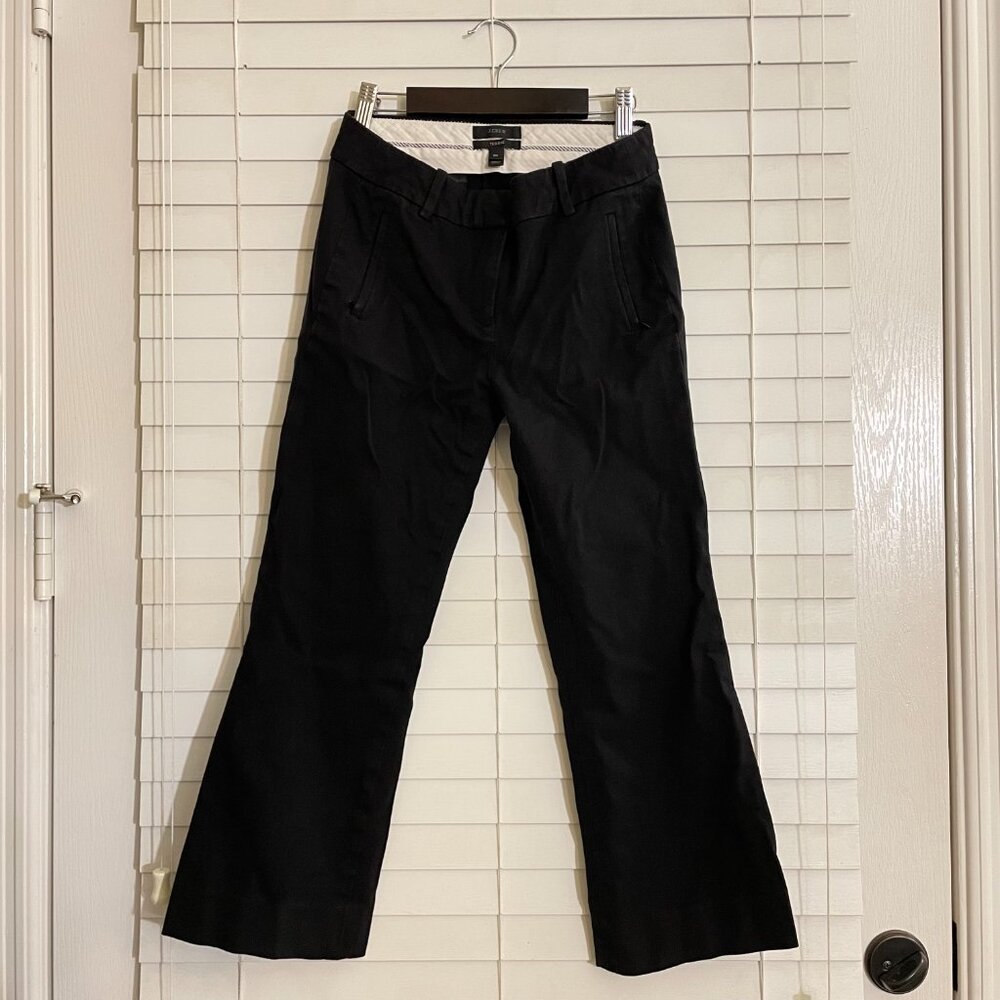 J Crew Size 00 Teddie Black Straight Leg Cropped Pants - Like New